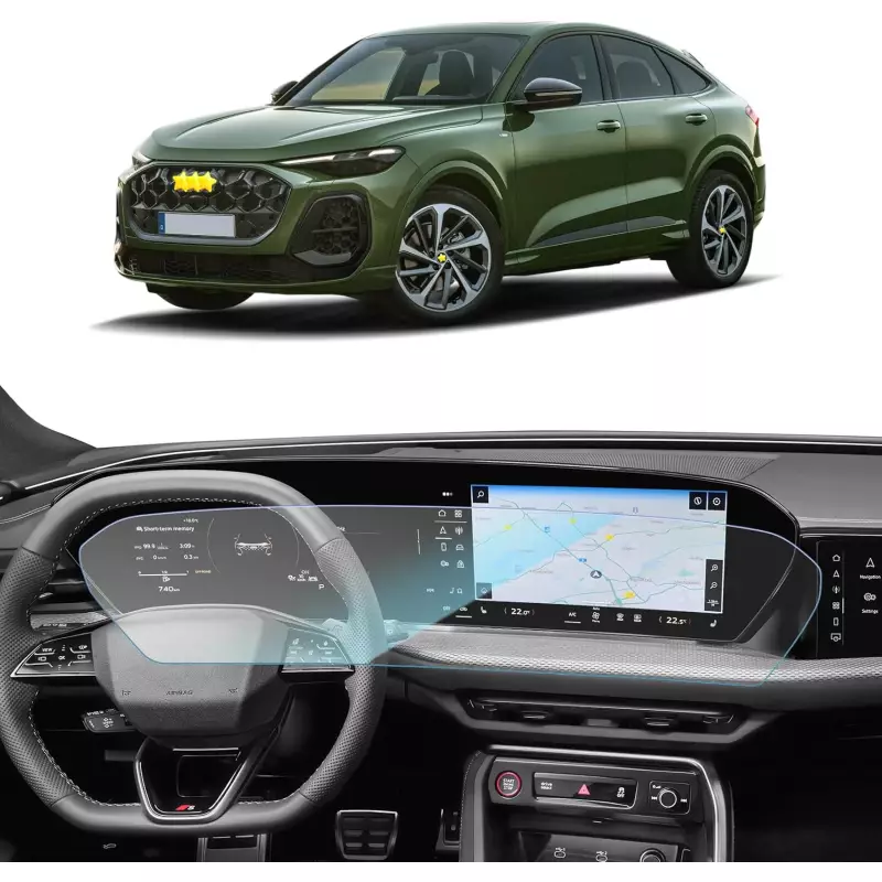 Audi Q5 Ekran Koruyucu Navigasyon ve Dijital Gösterge Tek Parça 9h Nano 2026