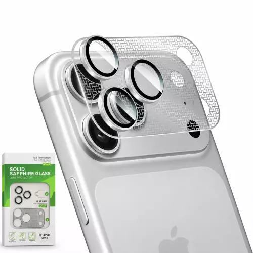 iPhone 18 Pro Uyumlu Kamera Lens Camı ve Çerçeve Koruyucu Set – Gümüş Silver