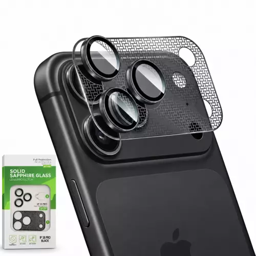 iPhone 18 Pro Uyumlu Kamera Lens Camı ve Çerçeve Koruyucu Set – Siyah