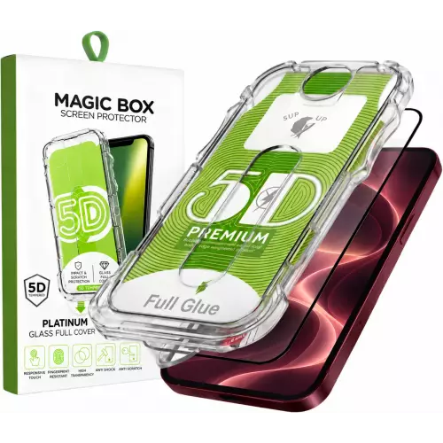 iPhone 18 Pro Ekran Koruyucu Magic Box 5D Kolay Uygulamalı Temperli Cam