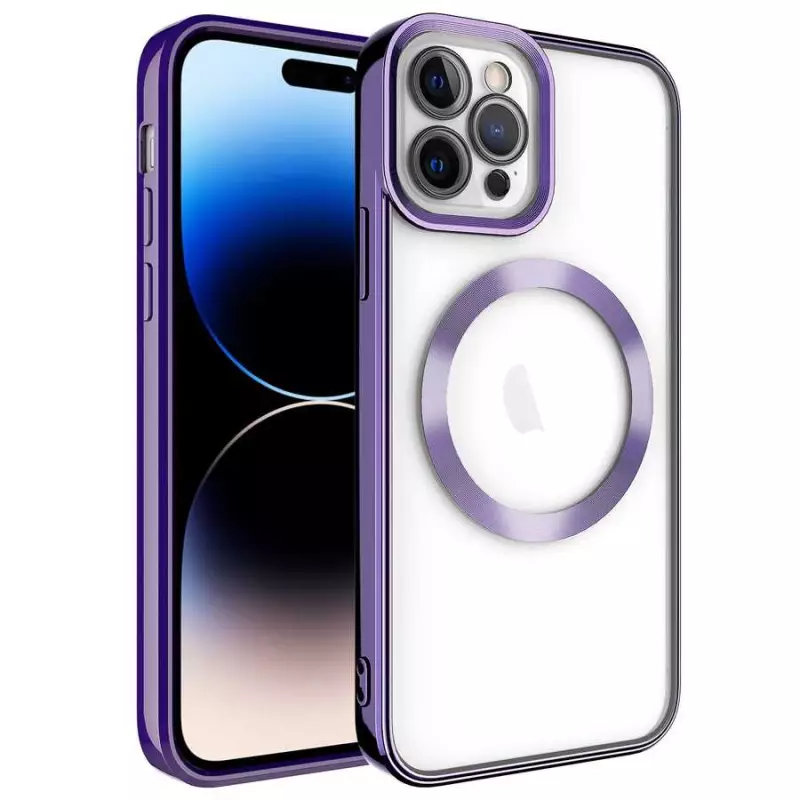 Apple iPhone 14 Pro Kılıf Magsafe Wireless Şarj Özellikli Zore Setro Silikon Derin Mor