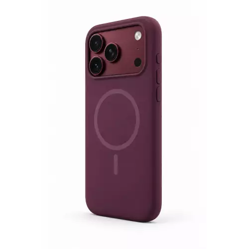 Apple iPhone 18 Pro Uyumlu MagSafe Özellikli Kadife İç Yüzeyli Aqua Silikon Kılıf Vişne Rengi